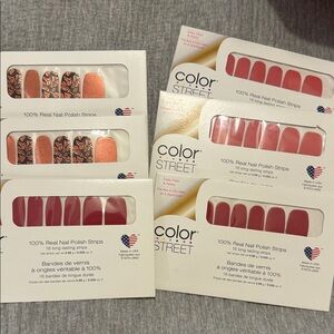 Color Street Press-On Nails - Coral and Black Floral